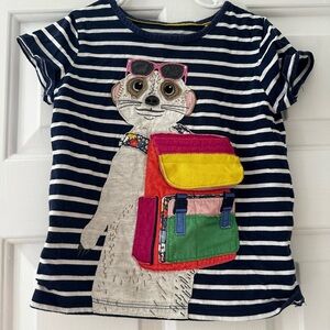 Mini Biden Striped Navy Kids Shirt with Meerkat Design